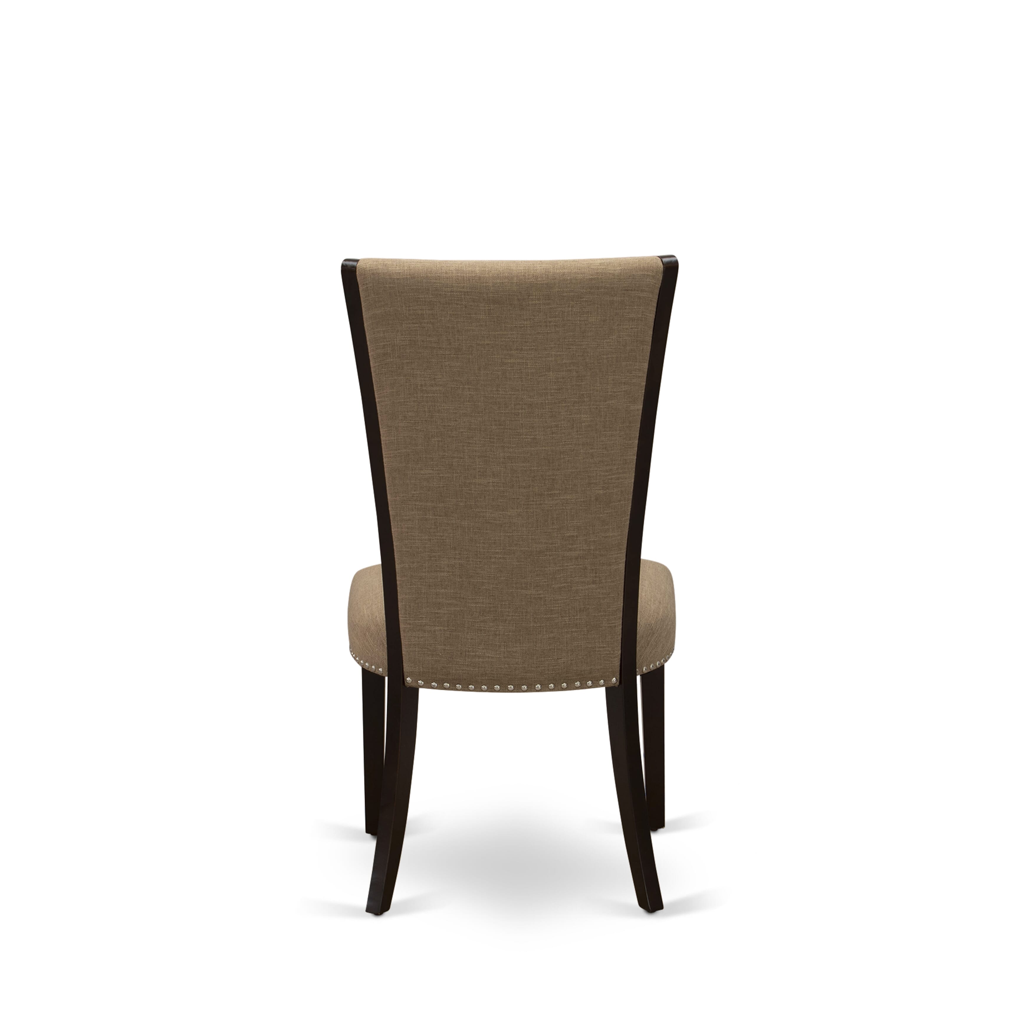 EAST WEST FURNITURE - ANVE5-MAH-47 - 5 Piece Dining Table Set - 4 Light Sable Linen Fabric Kitchen Chairs with High Back and 1 Dining Room Table - Mahogany Finish