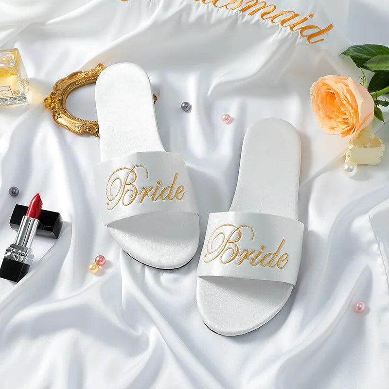 Woman Satin Slippers | Wedding Summer Bride Sandals