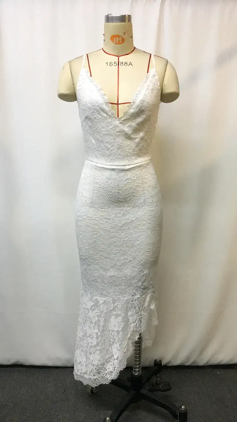 Women’s Bohemian Maxi Dress | Retro White Lace Sleeveless Summer Dress