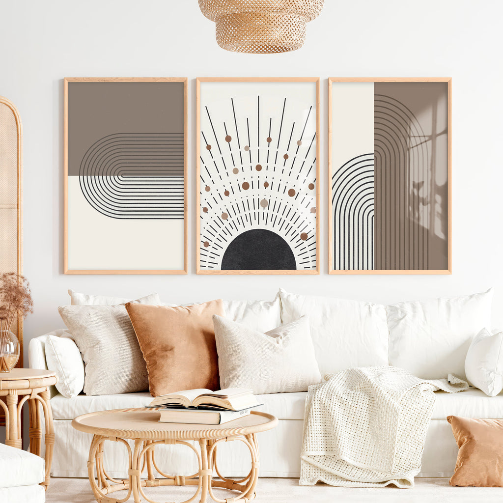 Abstract Art for Sale Modern Geometric Minimal Set of 3