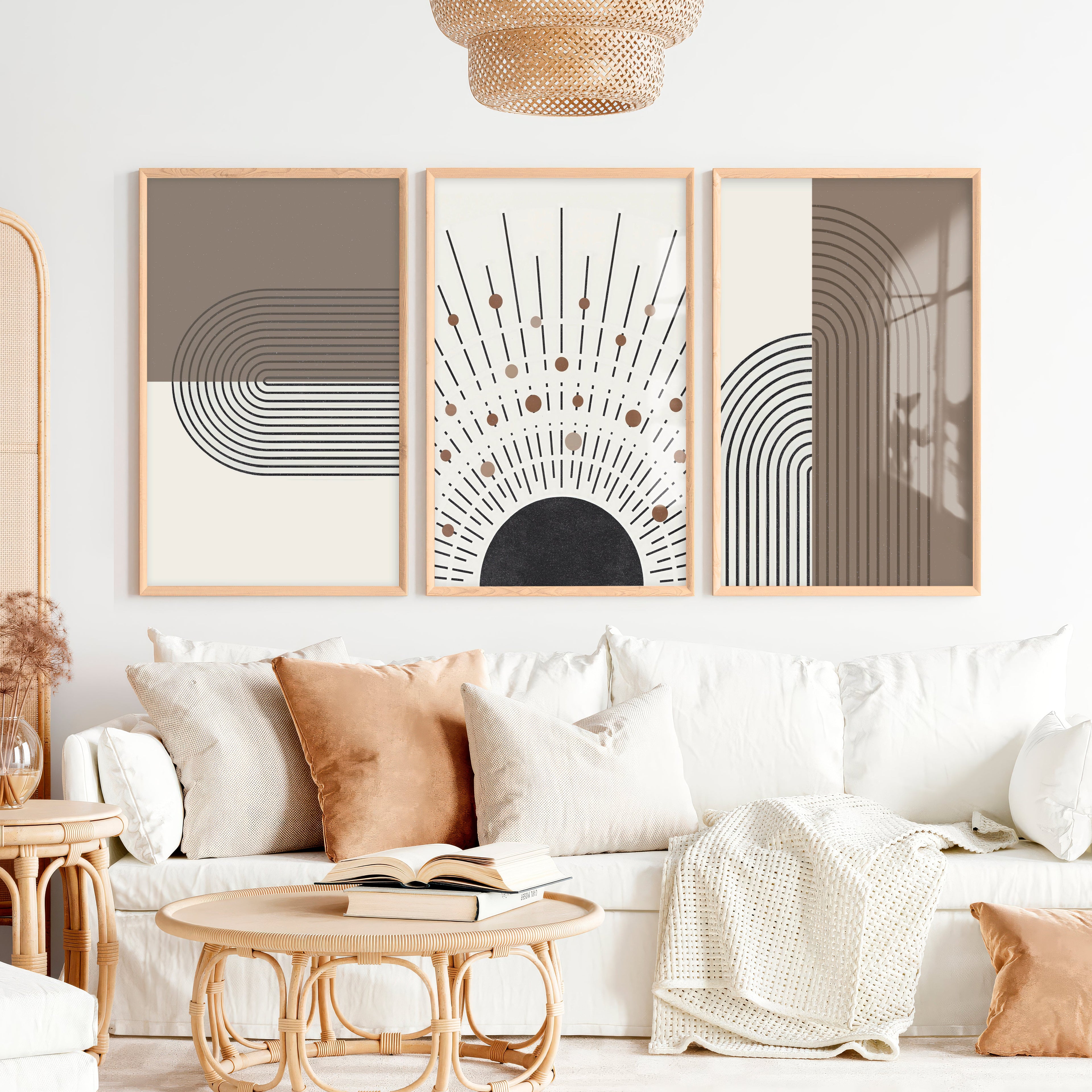 Abstract Art for Sale Modern Geometric Minimal Set of 3