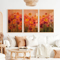 Abstract Floral Print Triptych - Modern Flower Wall Art
