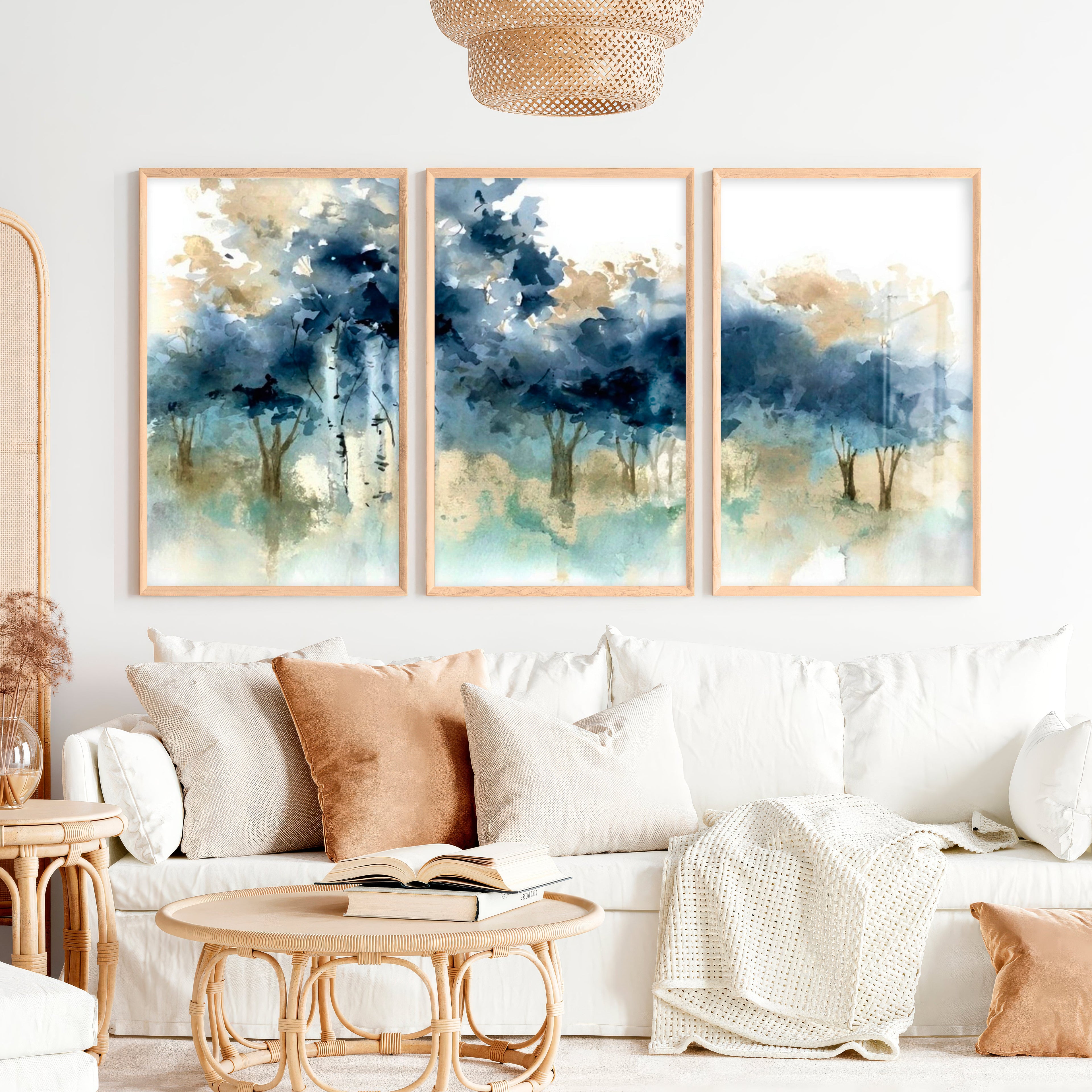 Abstract Forest Painting Wall Art - Set of 3 Prints