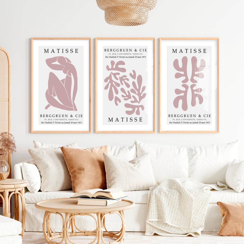 Abstract Matisse Paintings Pastel Cutout Art Set of 3