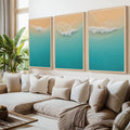 Aerial Beach Shoreline Triptych Wall Art – Minimal Ocean Waves