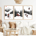 Alpine Skiing Winter Set of 3 Prints Home Wall Art