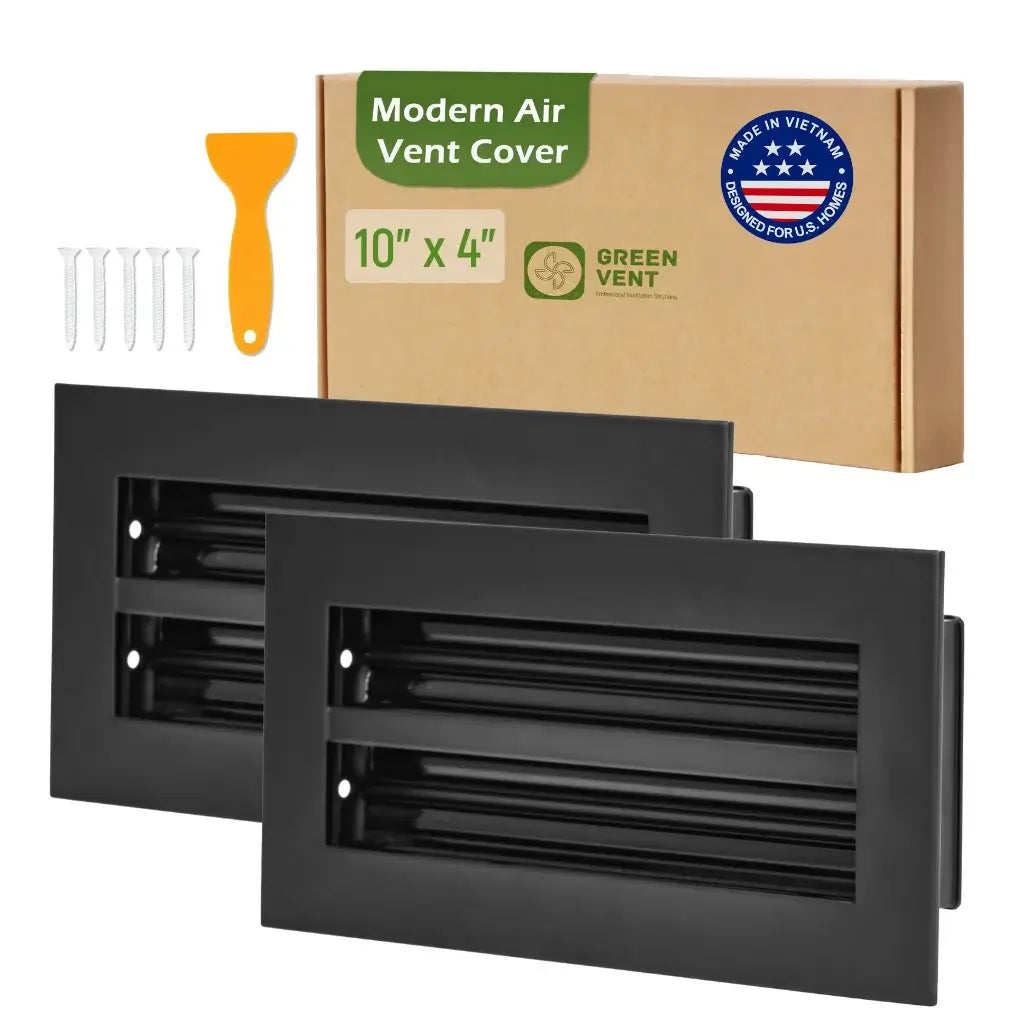 Aluminum Black Linear Slot Diffuser 10x4 Pack 2 (Duct Opening) - Modern Air Vent Cover