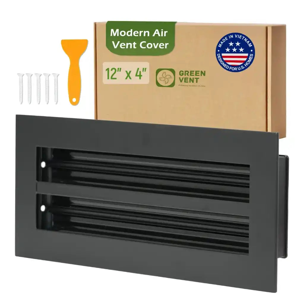 Aluminum Black Linear Slot Diffuser 12x4 (Duct Opening) - Modern Air Vent Cover