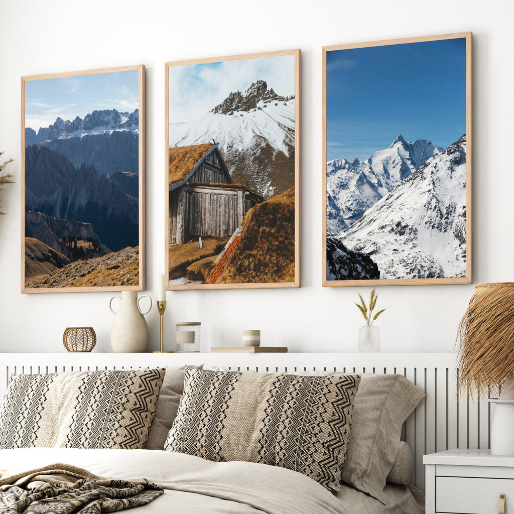 3 Piece Autumn Mountain, Forest, Lake Wall Art – Nordic Photo Set