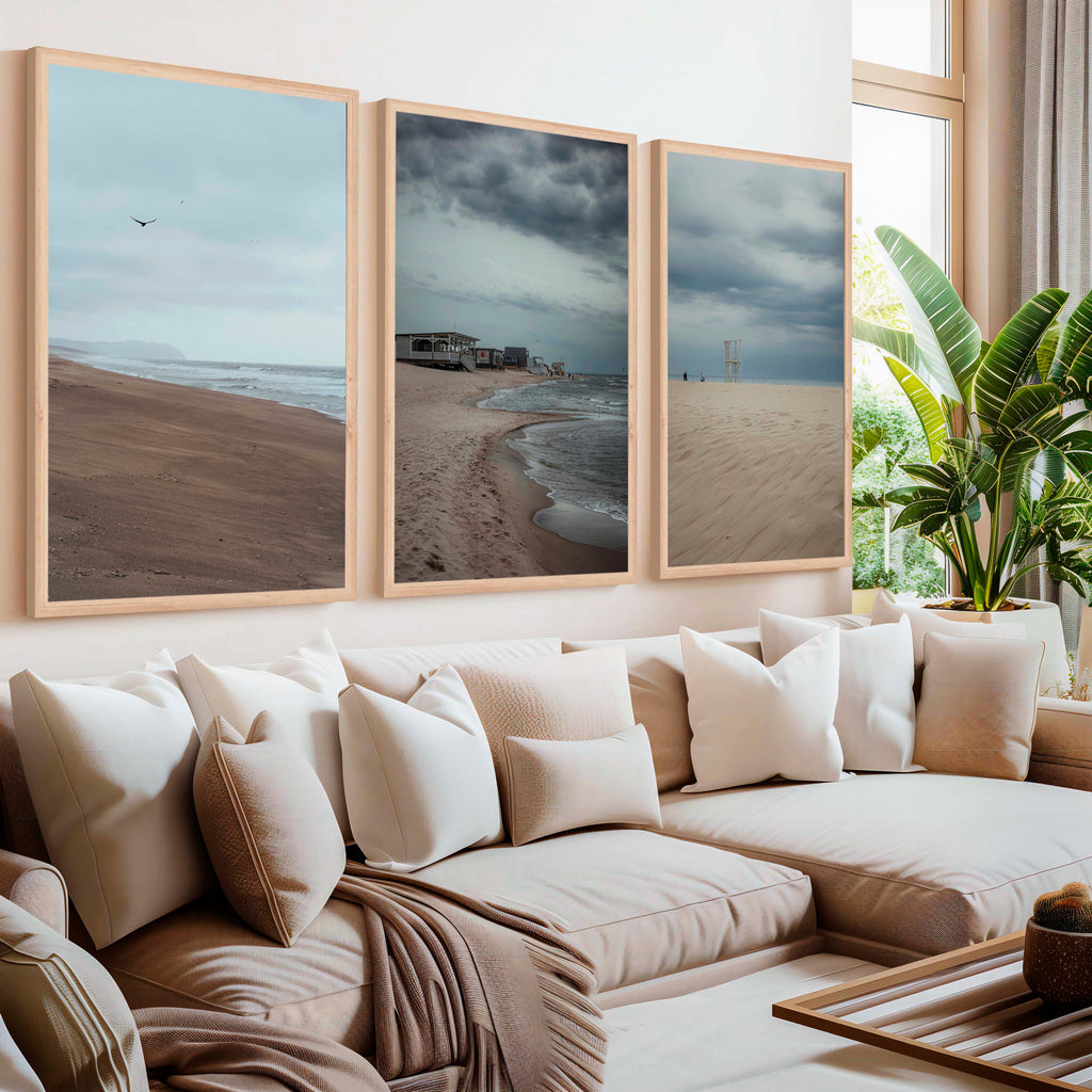 Beach Wall Posters – Moody Coastal Art Print Set (3 Pieces)