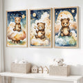 Bear Nursery Wall Decor – Starry Night Print Set (3 Pieces)