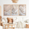 Elegant Beige Abstract Painting Triptych Wall Art