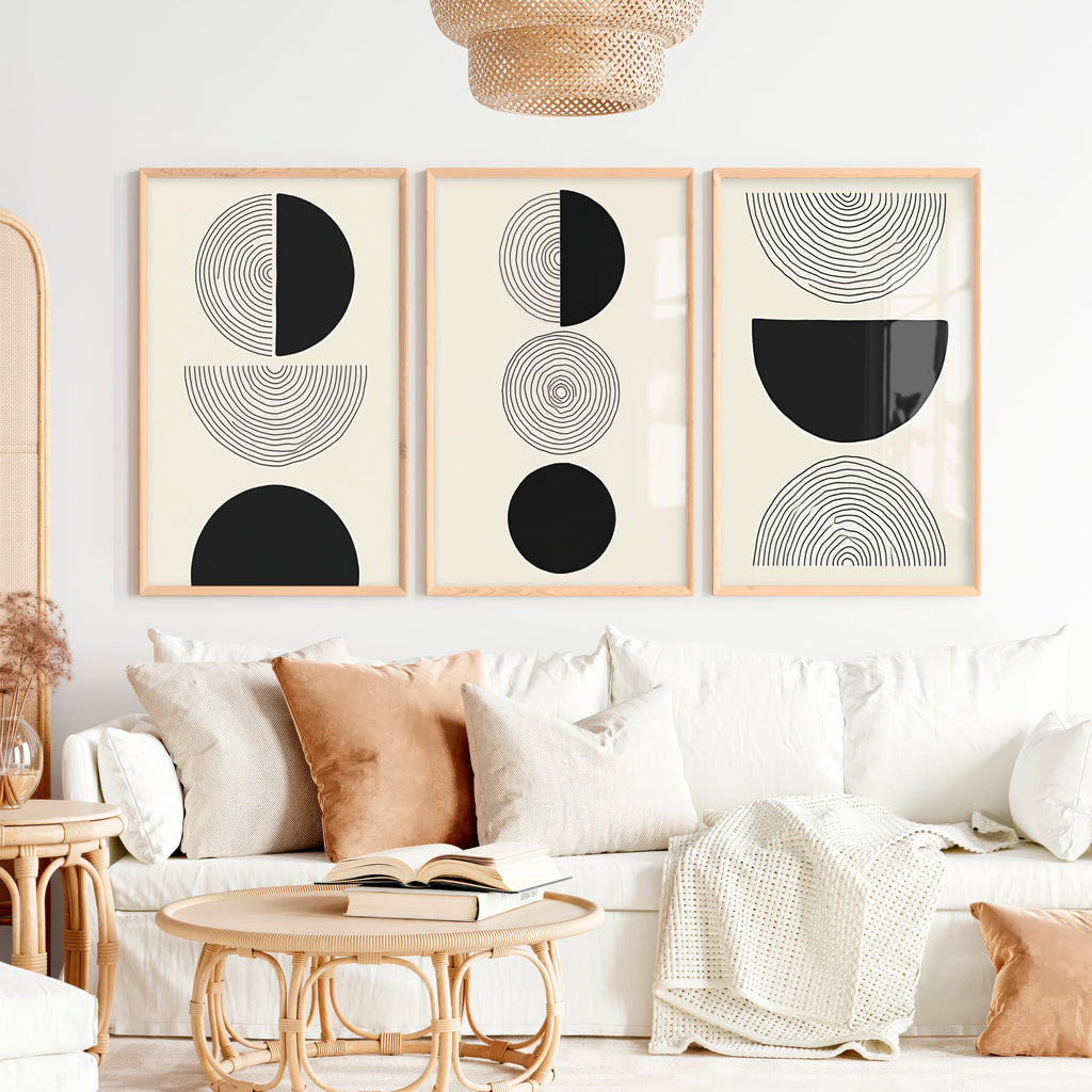 Black and Grey Abstract Wall Art - Modern Minimalist Print