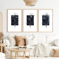 Black and White Floral Prints Minimal Modern Line Art Set of 3