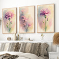 Botanical Artwork Prints – Pink Floral Watercolor Set of 3