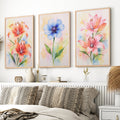 Botanical Posters – Watercolor Lilies and Anemone Set of 3