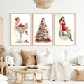 Christmas Art Prints – Pin-Up Holiday Decor, White Tree & Retro Disco Ball