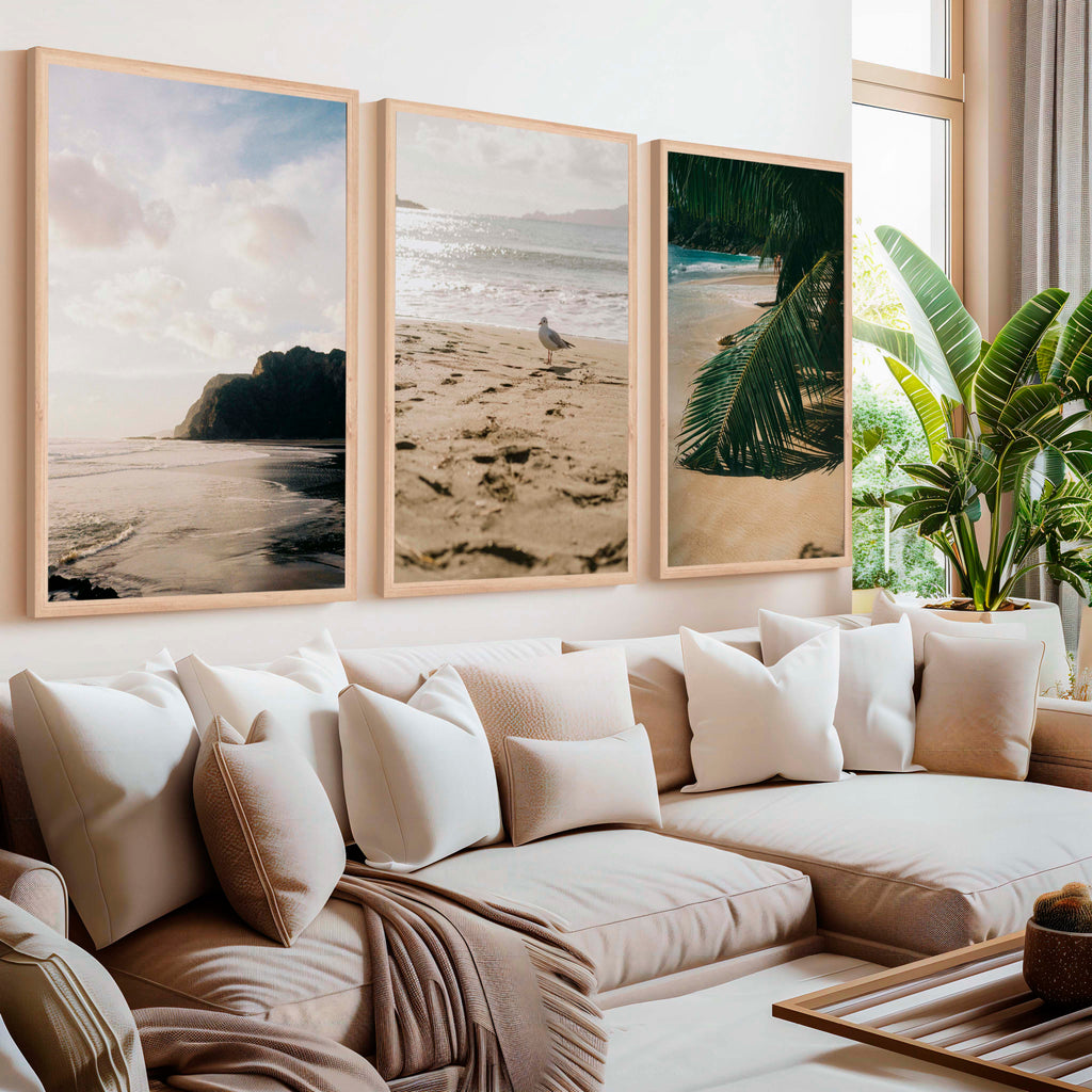 Coastal Beach Wall Art – Serene Ocean Photography Set (3 Pieces)