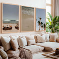 Coastal Beach Wall Decor – Sunbeds, Palms & Footprints (Set of 3)