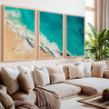 Coastal Calm Wall Art – Aerial View of Clear Waves and Beach