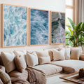 Coastal Decor Artwork – Surfer Riding Ocean Wave (Set of 3)