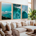 Coastal Modern Wall Art – Ocean Waves & Aerial Sea Textures (Set of 3)