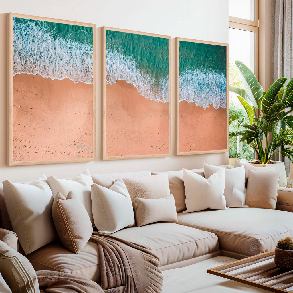 Coastal Style Wall Art – Minimal Aerial Beach Print