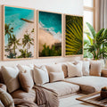 Coastal Wall Art and Decor – Surf, Beach & Palm Set (3 Prints)