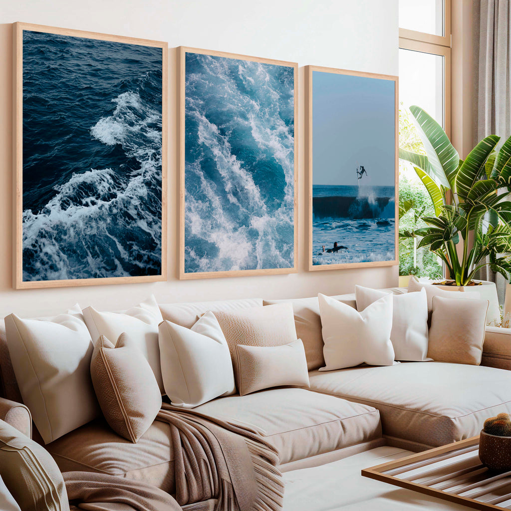 Ocean Coastal Wall Art – Surf & Wave Photography Trio