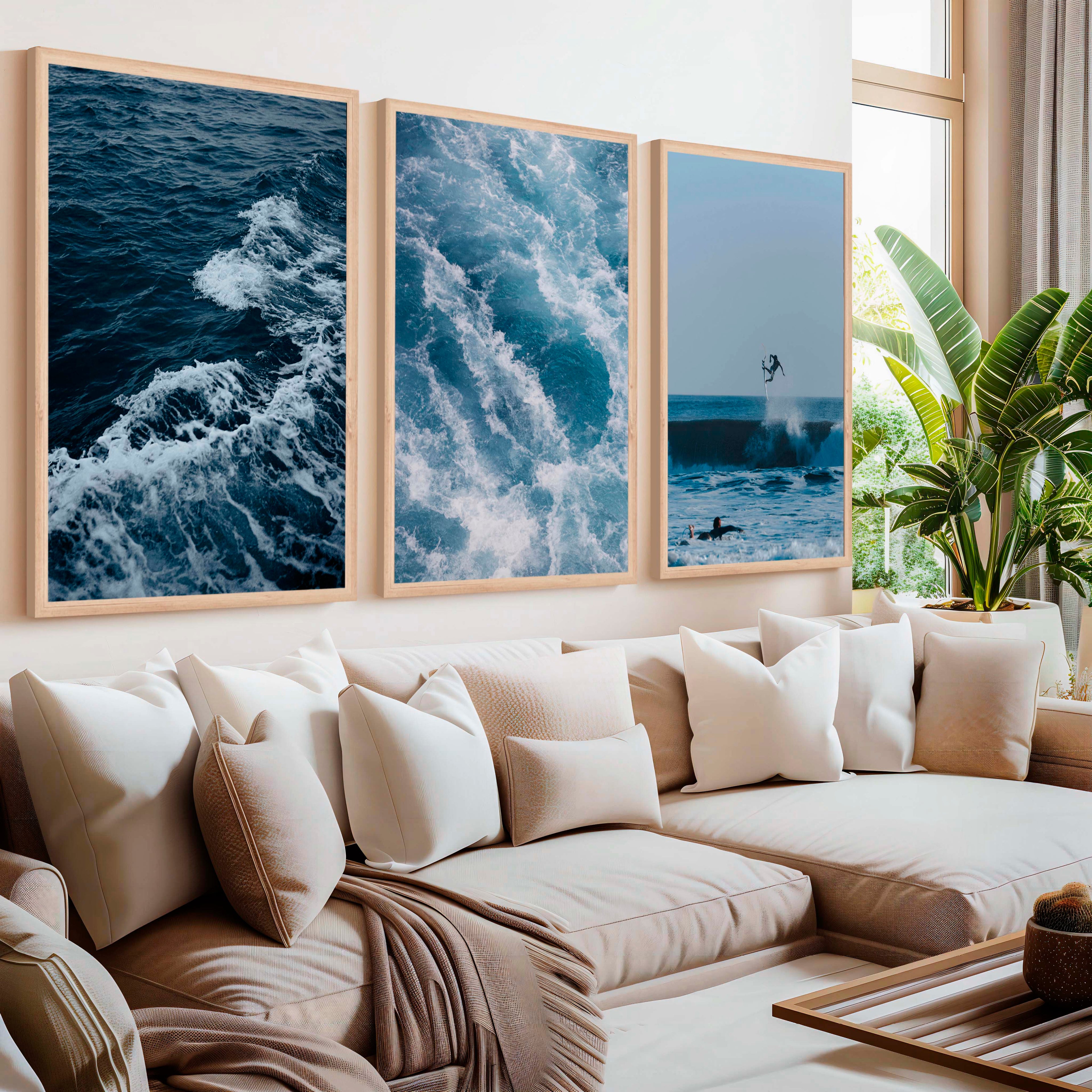 Ocean Coastal Wall Art – Surf & Wave Photography Trio
