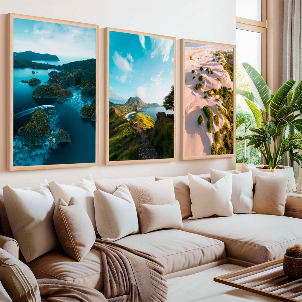 Coastal Wall Prints – Scenic Tropical Views (Set of 3)