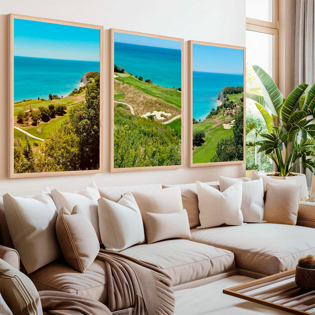Coastal Wall Set – Vibrant Cliffs & Green Coast Views (3 Prints)
