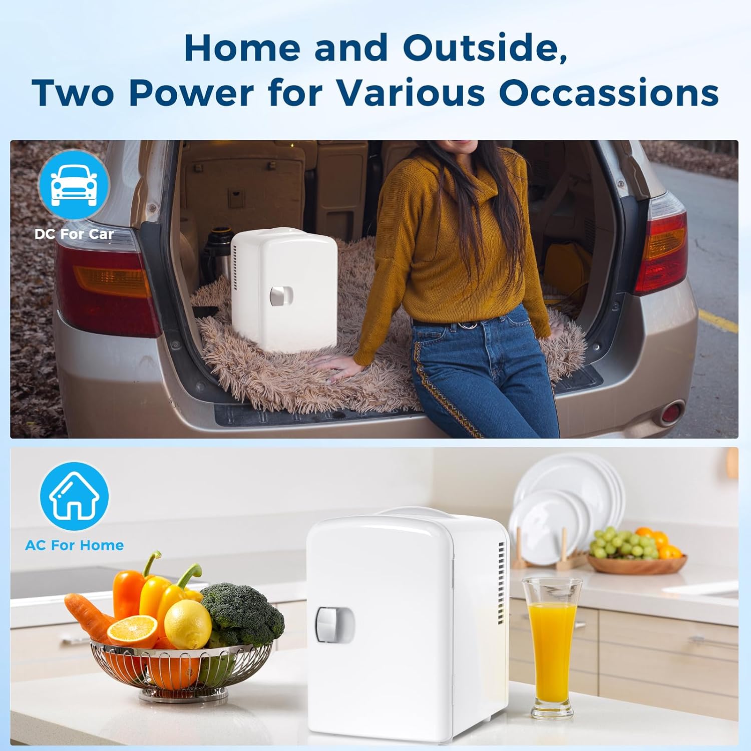 Compact Refrigerator, Portable Mini Fridge, Skin Care 4L Capacity/6 Cans F3404