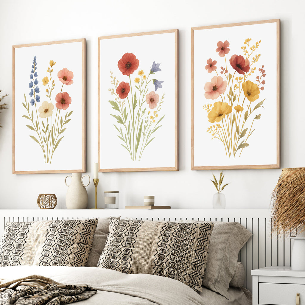 Floral Artwork – Bouquet Flowers Set of 3 Prints
