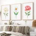 Floral Prints – Peony and Daisy Botanical Wall Art Set of 3