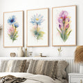 Flower Framed Art – Watercolor Botanical Set of 3