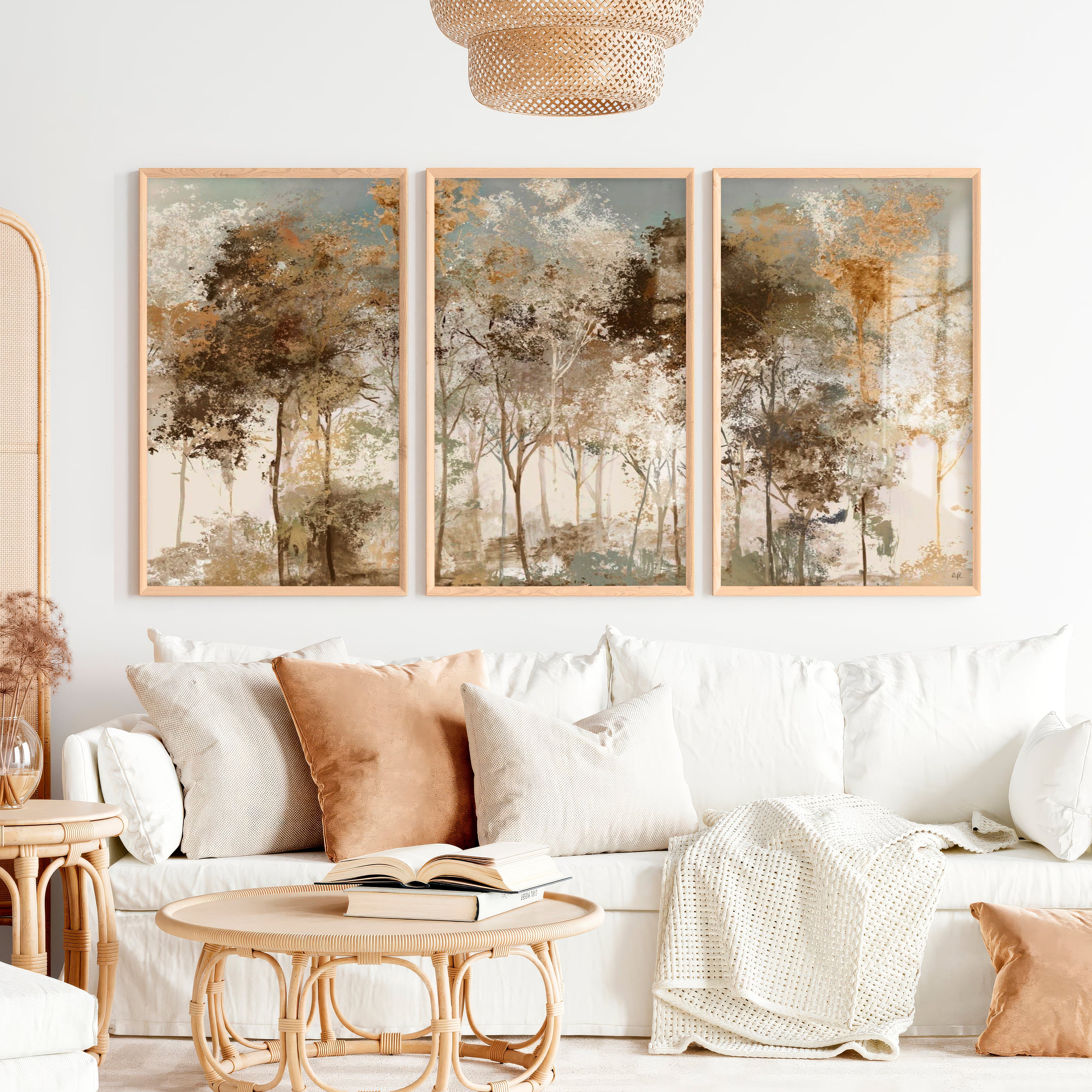 Forest Abstract Painting - Neutral Woodland Wall Art