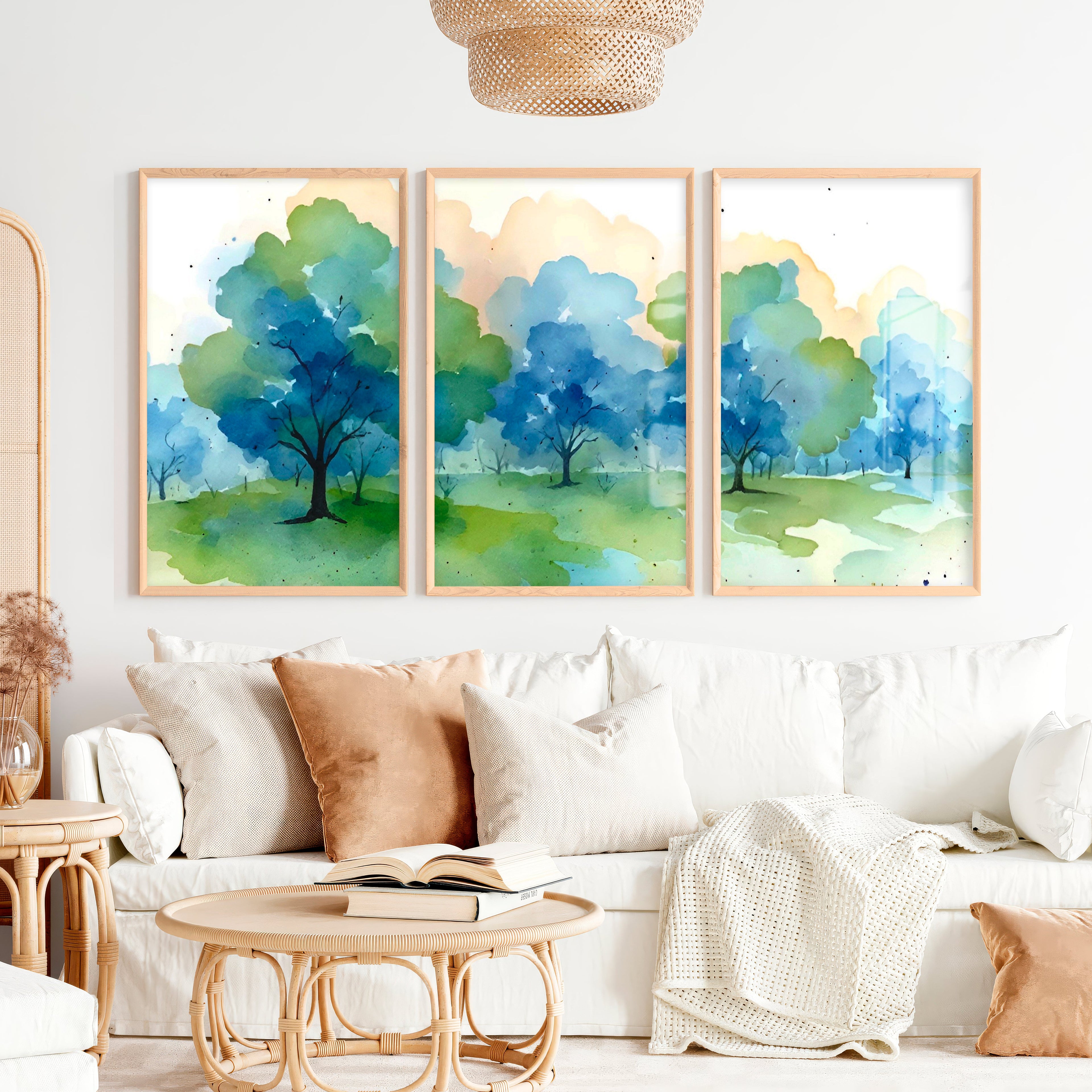 Forest Painting Abstract - Nature Wall Art Triptych