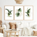 Framed Botanical Wall Art Green Monstera Leaf Set of 3