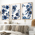 Framed Vintage Floral Prints – Blue Botanical Set of 3