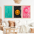 Funky Wall Art Groovy Poster Trendy Decor Set of 3