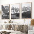 Glacier National Park – US Black White Mountain Lake Prints