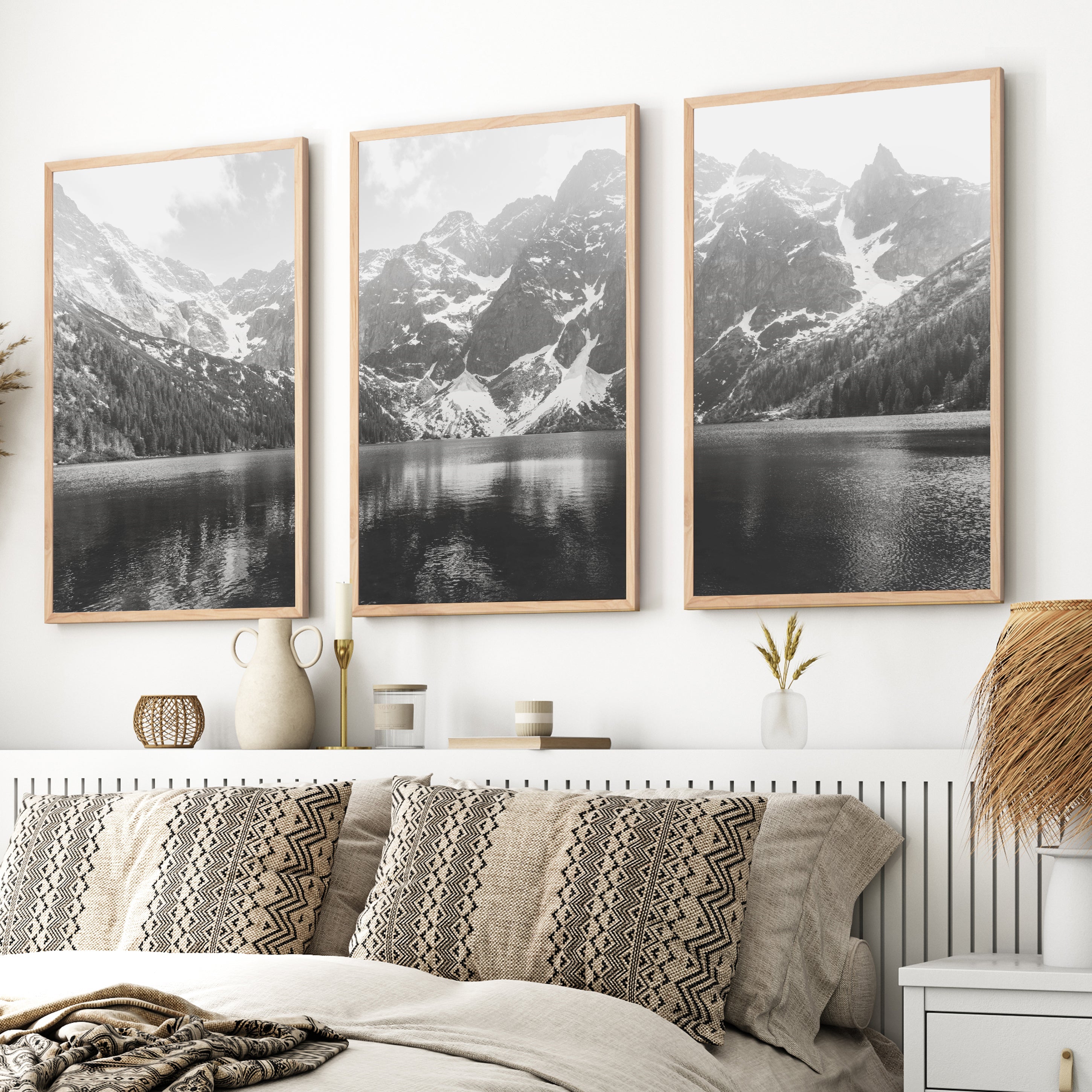 Glacier National Park – Black White Mountain Posters Wall Art