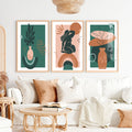 Green Abstract Painting Matisse Inspired Modern Figure Set of 3