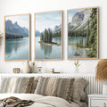 Jasper National Park Mountain Lake Triptych. Canada Nature