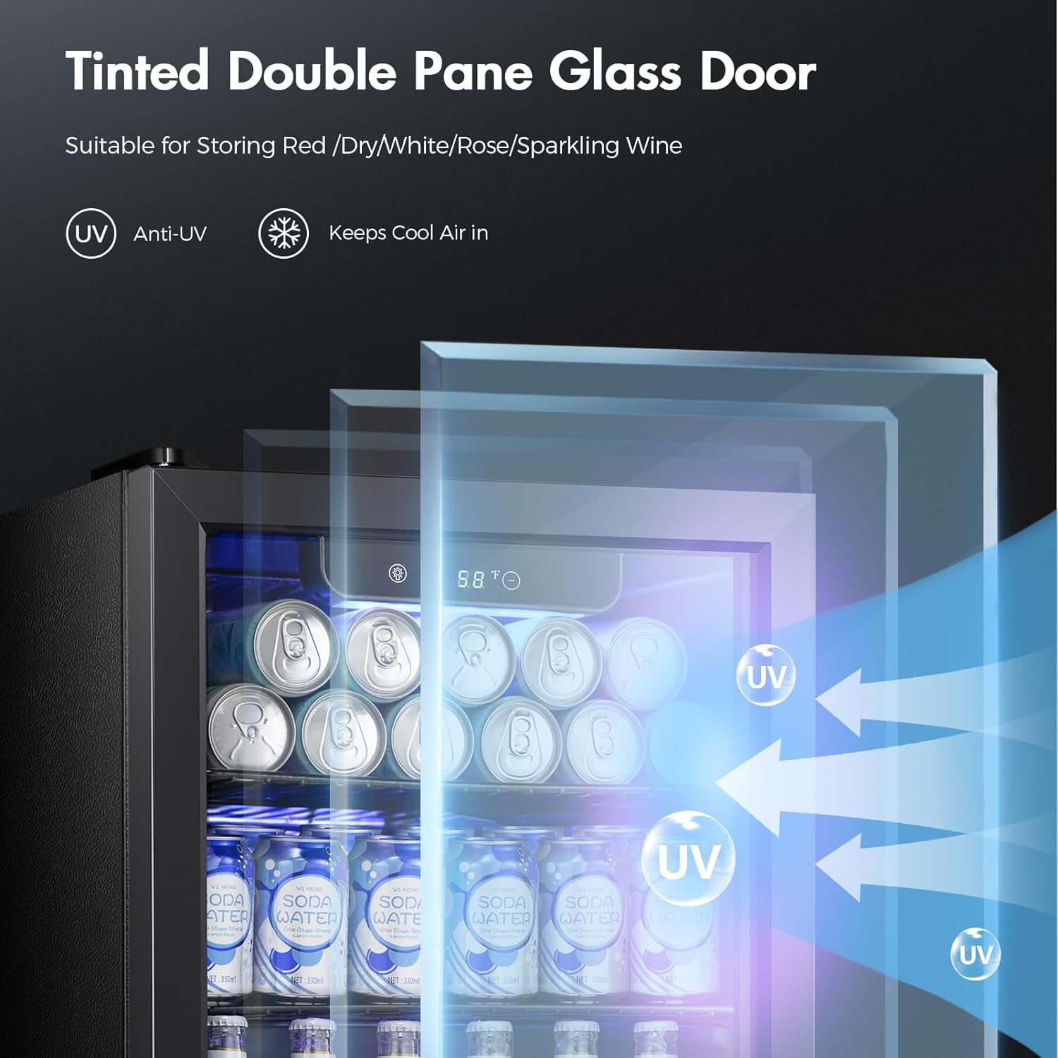 Kismile 1.7 Cu.ft Beverage Refrigerator and Cooler W5848H