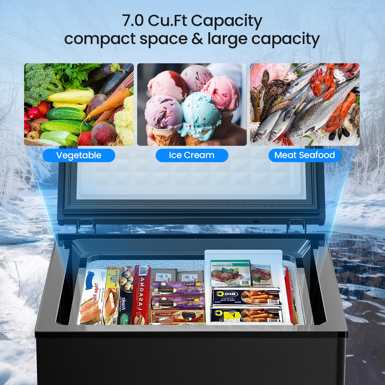 Kismile 3.5 Cubic Feet Chest Freezer
