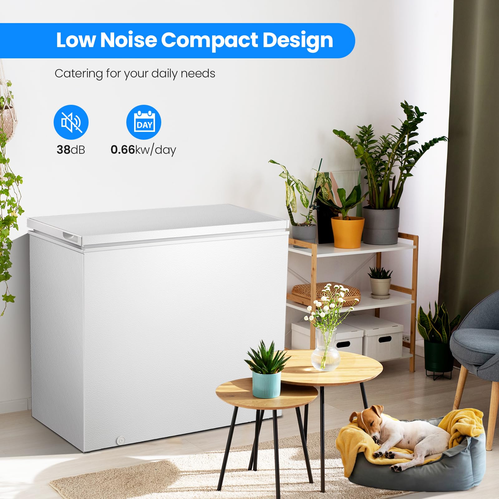 Kismile 7.0/3.5 Cubic Feet Chest Freezer with Removable Basket Free Standing