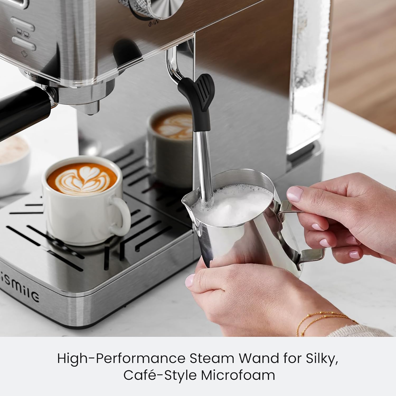 Kismile Espresso Coffee Maker Machine 20 Bar, with Milk Frother Steam Wand CM8032