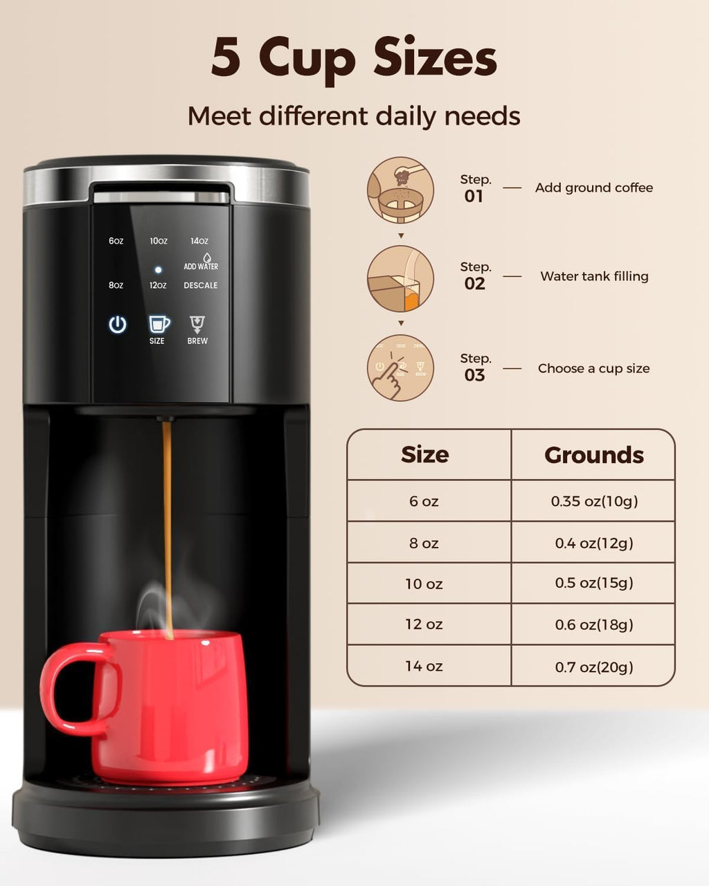 Kismile Single Serve Coffee Maker CM3729